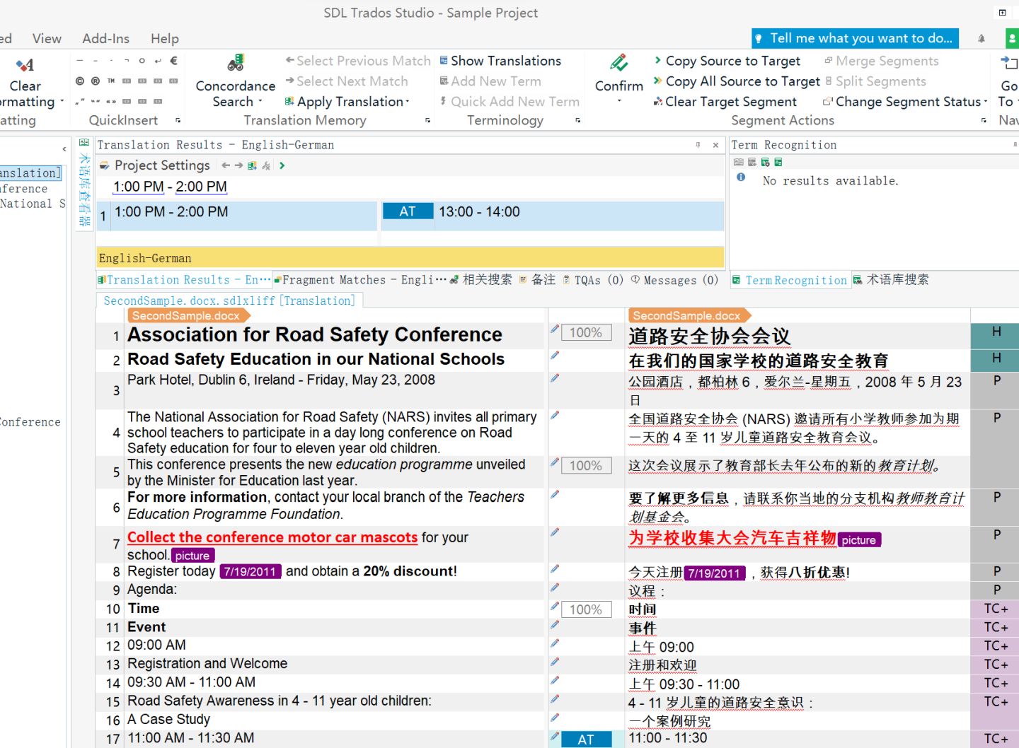 Ficheiro bilingue Trados