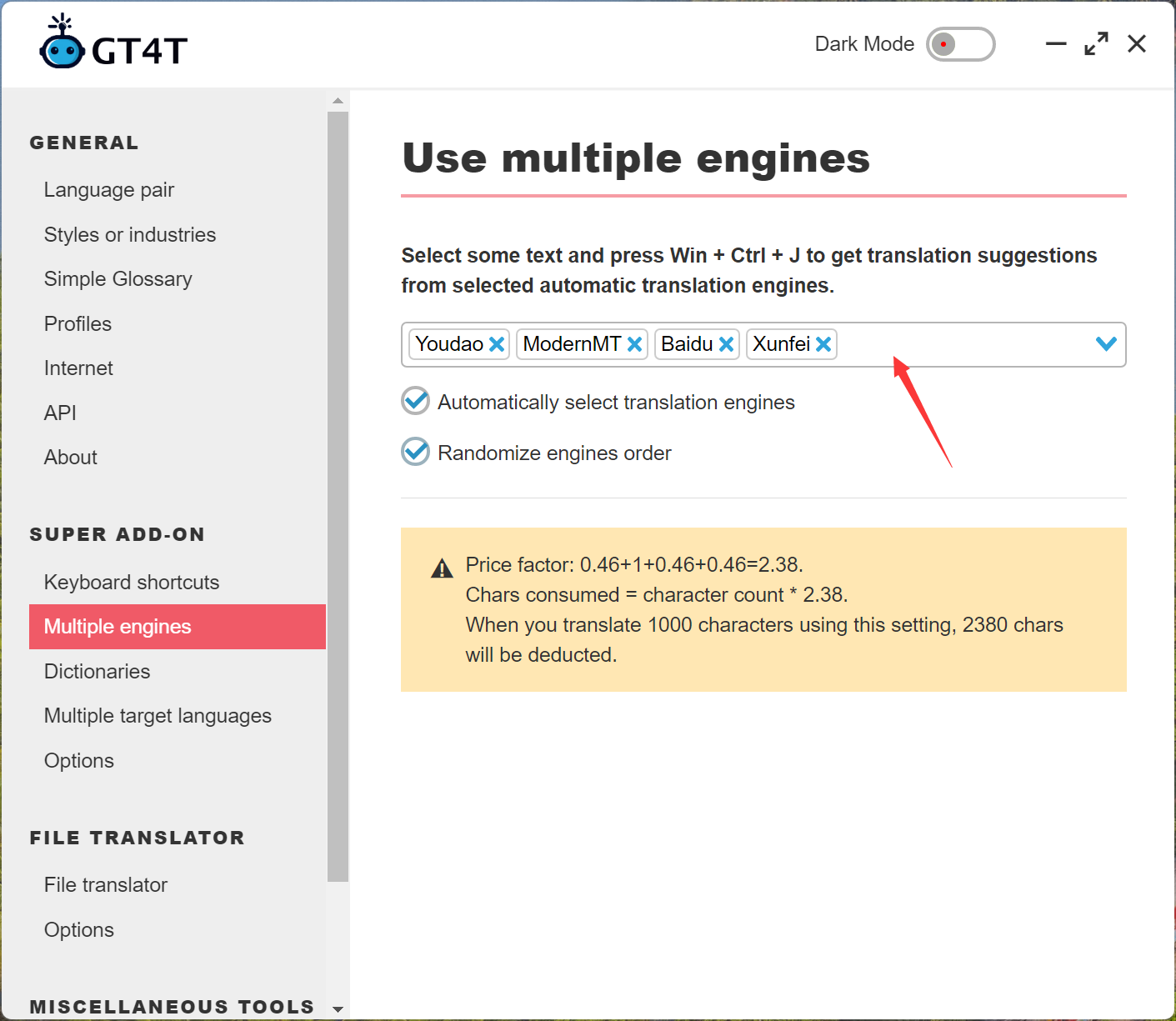 GT4T vários motores